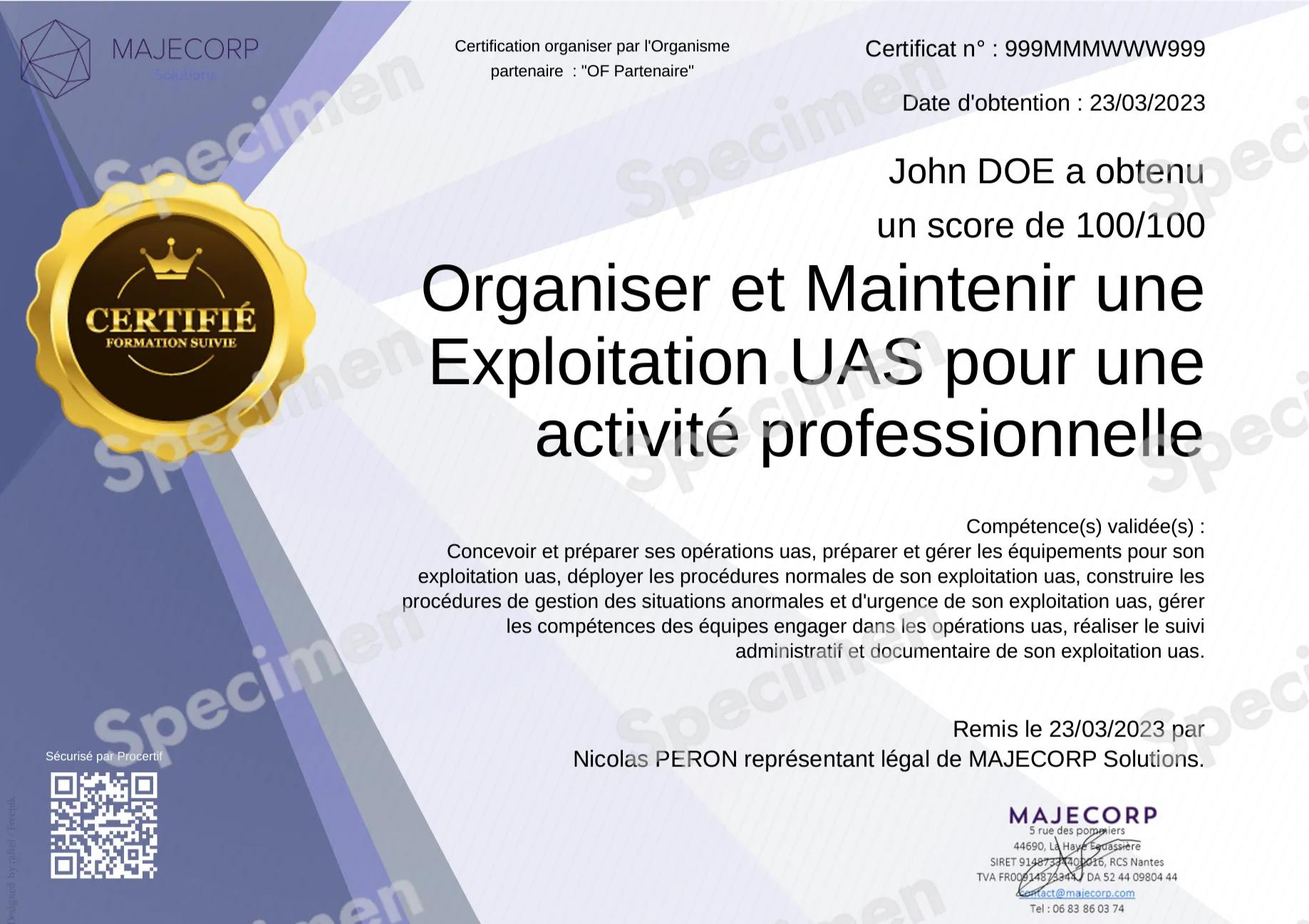 Organiser et maintenir son exploitation UAS